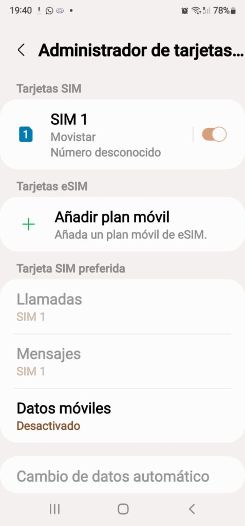 Dispositivo Android compatible con eSIM