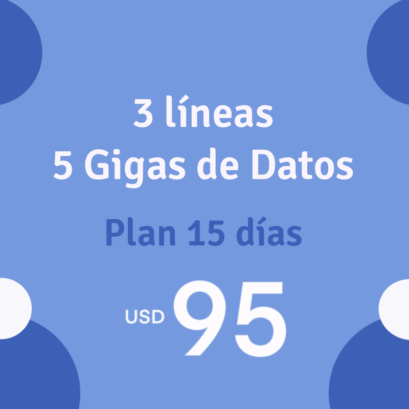 3 líneas con llamadas, SMSs y 5 gigas de datos a máxima velocidad para cada una